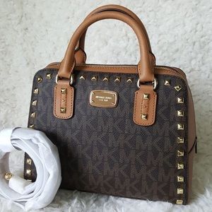 NWOT  Michael Kors studded satchel brown